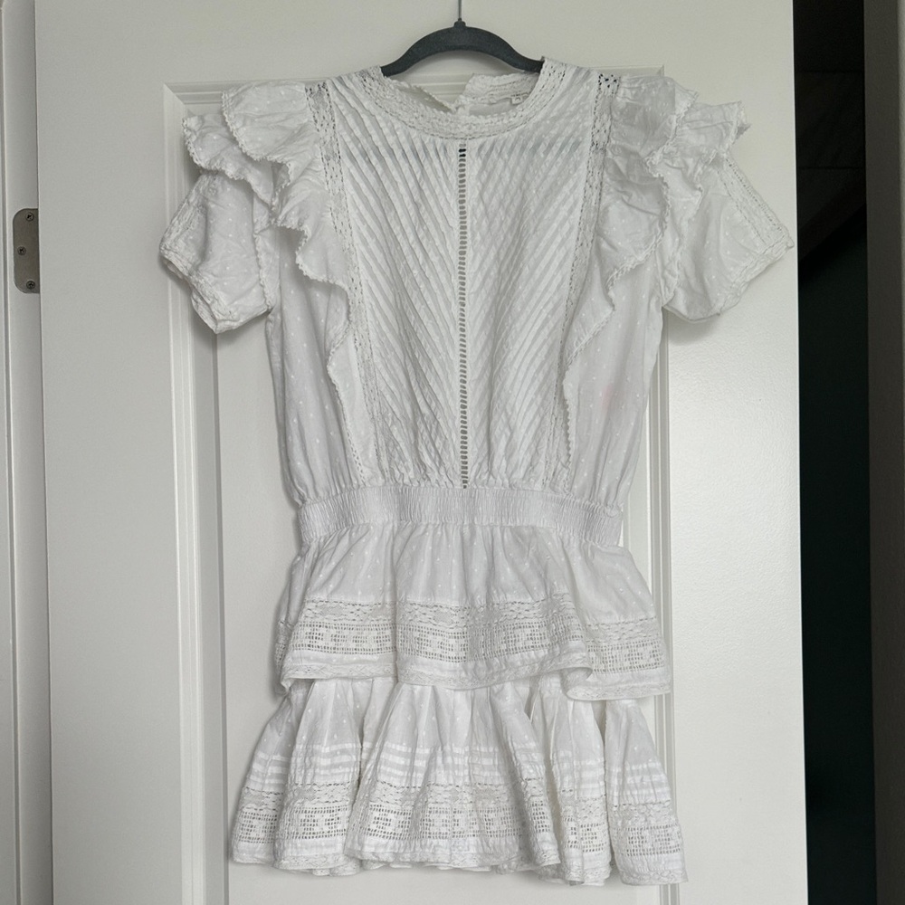 Chic White Ruffled Mini Dress - Picture 5 of 5